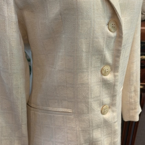 Jac Dale 4/34 cotton/linen/poly blend butter cream tailored pocketed  jacket - Picture 2 of 8